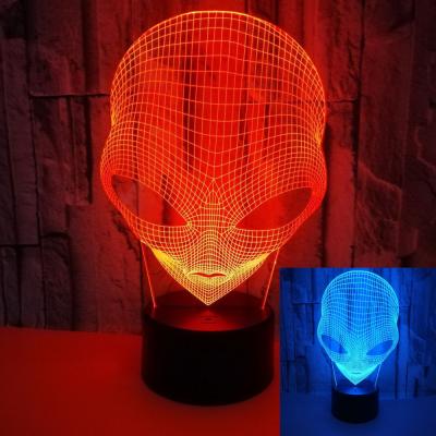 China Martian shape OEM company logo 7 color 3D touch night light USB desktop colorful small table lamp for sale