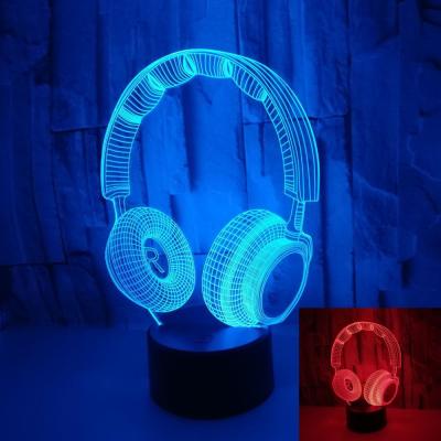 China New Headphones Model 3D LED night Lights custom OEM music sign logo picture Advertising display Ambient Table Lamps for sale
