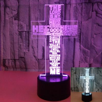 China Custom religion sign words picture Cross Christian 3D night Lights LED Vision USB lamp for sale