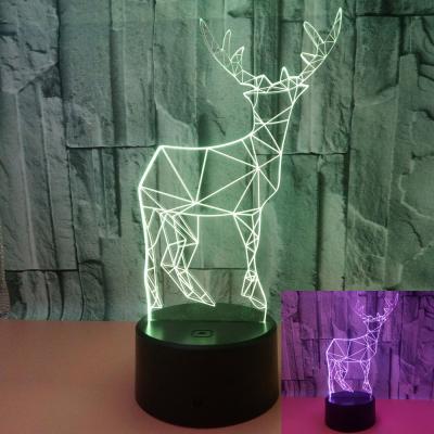 China new 3d creative small table lamp deer 3D lights colorful touch LED visual lights gift atmosphere table lamp for sale