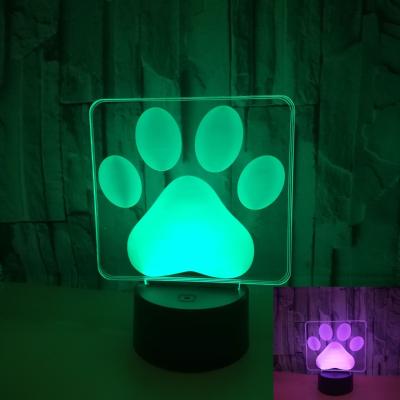 China Hot new custom logo sign footprints 3D illusion night lights acrylic visual gradient colorful 3D lights for sale