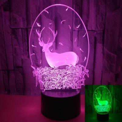 China Foreign trade hot sale deer moon 3D night lights LED visual decoration atmosphere gift table lamp for sale