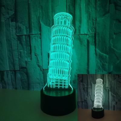 China Custom building shape La Tour Eiffel Eiffel Tower 3D Night Lights USB Powered LED Vision Lights Gift 3D Small Table Lamp for sale