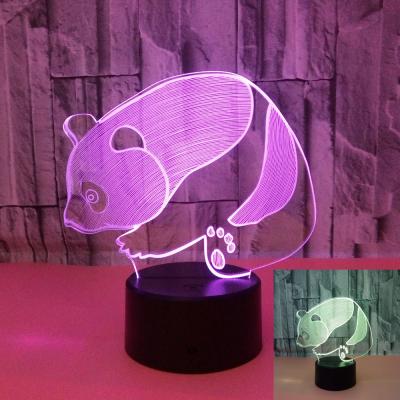 China New hot selling LED Panda 3D night lights Colorful touch visual stereo lights Illusion gift table lamp for sale
