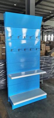 China New type hardware tool display stand with blue color and hooks for sale