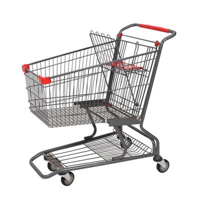 China Q235 Steel Shopping Trolley Cart 4in 4 Wheel Push Shopping Trolley for sale