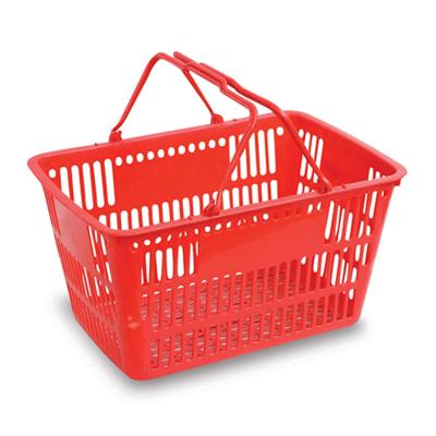 China 380MM 220mm 16L Plastic Rolling Basket For Shopping Wire Shopping Baskets With Handles for sale