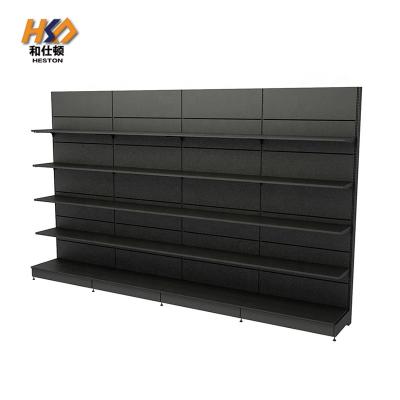 China Supermarket Shelves Rack Steel Black Shelf For Store Sets Gondola Shelving for sale