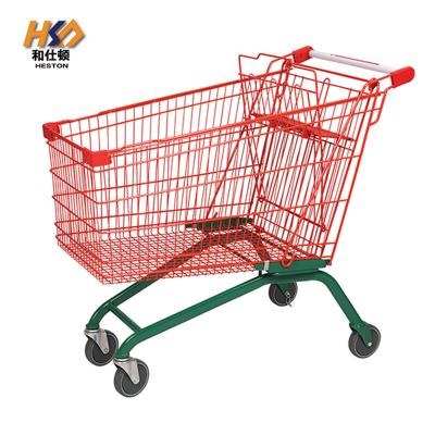 China 210L 580MM Anti Rust Lightweight Heavy Duty Steel Shopping Cart Trolley On Wheels for sale
