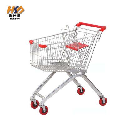 China 120 Liter 0.9M Asian Extra Large Shopping Cart With Swivel Wheels Supermarket Trolley for sale