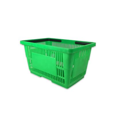 中国 35L食料雑貨の貯蔵のスーパーマーケットのためのプラスチック手の買物かご 販売のため