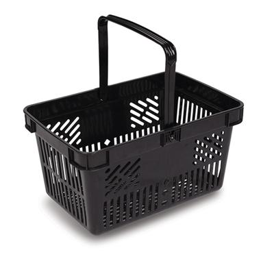 China 26L 500mm Black PP Plastic Shopping Baskets With Handles  For Supermarket for sale