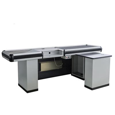 China 2400MM 85CM Ergonomic Stainless Steel Cashier Counter Grocery Store Checkout ODM for sale