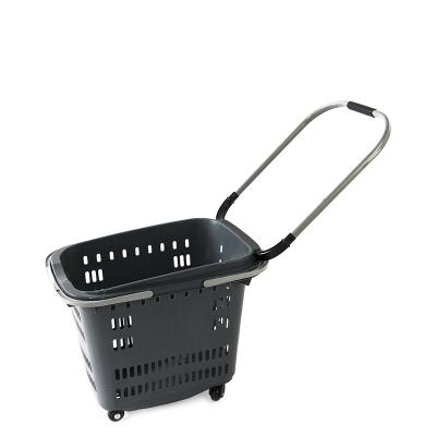 China 395MM 45L Grocery Handheld Shopping Baskets With Handles Roller Container for sale