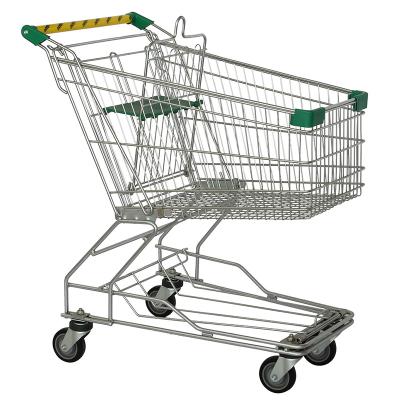 China 210 Ltr Swivel Metal Grocery Cart With Wheels Shopping Trolley For Luxury Supermarket for sale