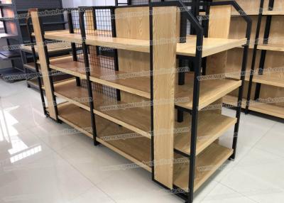 China 900mm 60kg Wooden Grocery Shelf Rack Gondola For Supermarket 225CM for sale