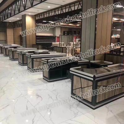 China 1.5M 2400MM Metal Wooden Modern Retail Checkout Cash Register Money Counter for sale