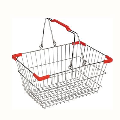 China 20 Litre 400MM Handheld Shopping Basket With Wheels And Handle Double Handle for sale