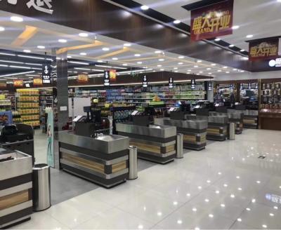 China 2400MM 24IN Retail Supermarket Checkout Counter Grocery Equipment for sale