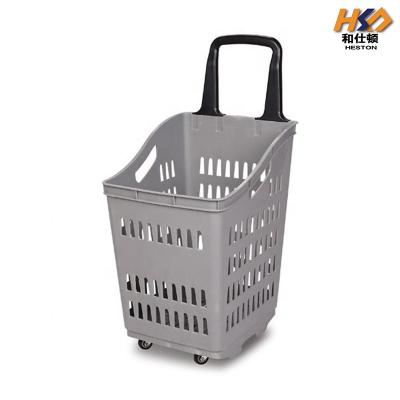 China 70L 450mm Plastic Handheld Shopping Baskets Trolley For Supermarket Single Handle for sale