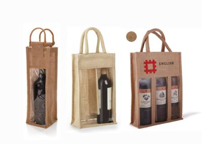 China Wine Recycled Personalized Jute Tote Bags , Multifunctional Burlap Shopping Tote for sale