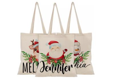China Christmas Tote Reusable Gift Bags Canvas Material Wear Resistant for sale