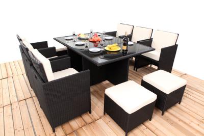 China Promotion Rattan Furniture 11PCS Indoor / Outdoor Rattan Dining Sets Set With Cushion for sale