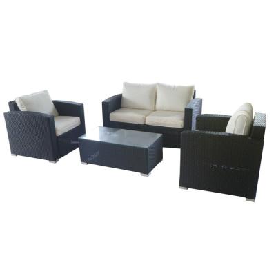 China Discount Rattan Furniture Double / Single Wicker Sofa Set With Table for sale