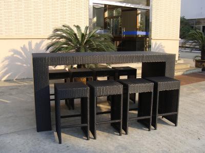 China Resin Wicker Bar Set With Power Coated Aluminum Or Steel Frame for sale