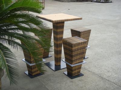 China Brown PE Rattan Bar Set , Home Balcony / Garden Table And Chairs for sale