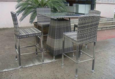 China Sistema gris tejido a mano de la barra de la rota, muebles de mimbre de la barra del patio de la resina en venta