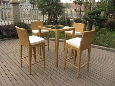 China Hand-Woven Brown / White Resin Wicker Bar Set For Outdoor Garden for sale