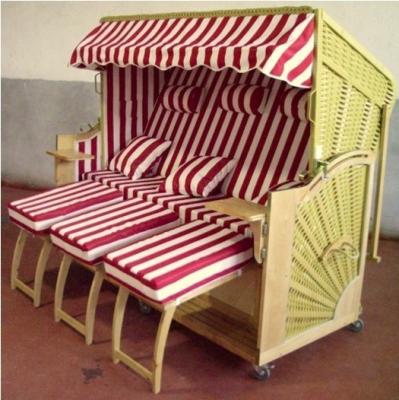 Китай Место 3 настилило крышу стул пляжа Wicker & Strandkorb с рамкой древесины и ротанга продается