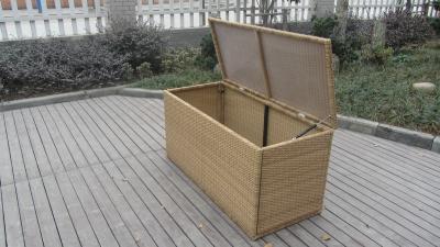 China Resin Wicker Storage Box , All Weather Plastic Rattan Cushion Box for sale