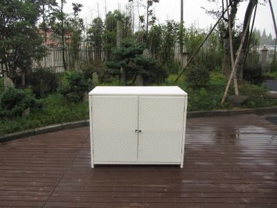 China Resin Wicker Storage Box , Aluminum Frame White Rattan Cabinet for sale