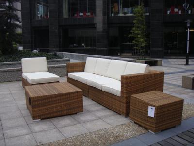 China Sofá interior al aire libre con el sofá lateral, sofá medio, Ottoman, mesa de centro de la rota del PE en venta