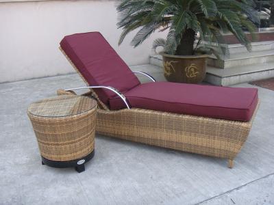 China Waterproof Cane Sun Lounger , Resin Wicker Chaise Lounge Set for sale