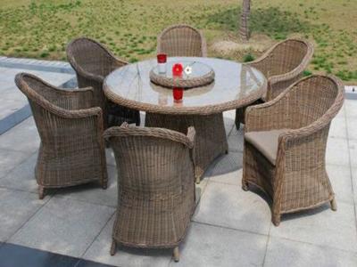 China 7pcs sofa dining sets round rattan wicker outdoor dining set. for sale