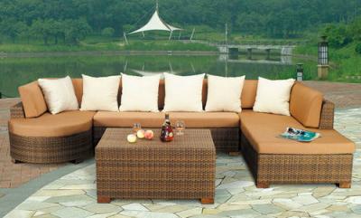 China Bistro / Restaurant Leisure Rattan Sofa , Resin Wicker Patio Furniture for sale
