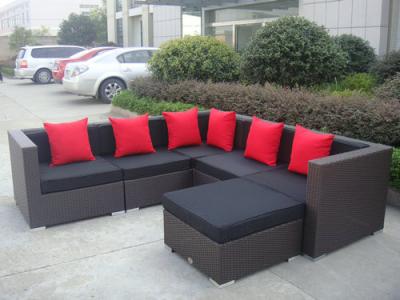China Outdoor Rattan Sofa Set With Middle Sofa , Corner Sofa And Ottoman for sale