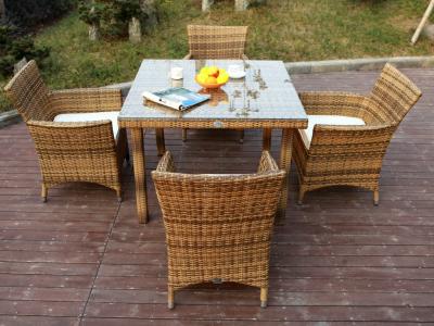 中国 椅子およびテーブルが付いているセットを食事する全天候用プラスチック藤の庭 販売のため