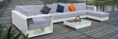 China Sectional Outdoor Rattan Sofa Furniture Set  Resin Wicker L Shaped Sofa Bed for sale