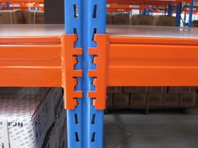 China Powder Coated Heavy Duty Pallet Racking Teardrop Type Blue / Orange for sale