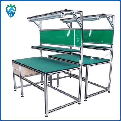 China Aluminium Profile Workbench Industrial With Light Maintenance Packing Table Anti Static for sale