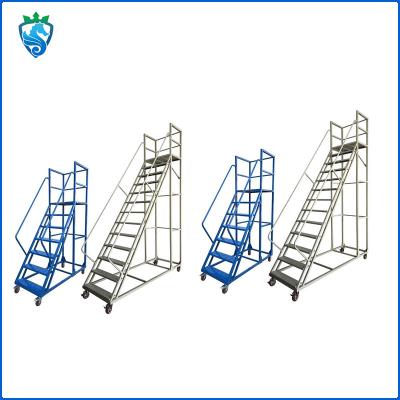 China Movable Platform Step Ladders With Handrails Pulley Ladder for sale