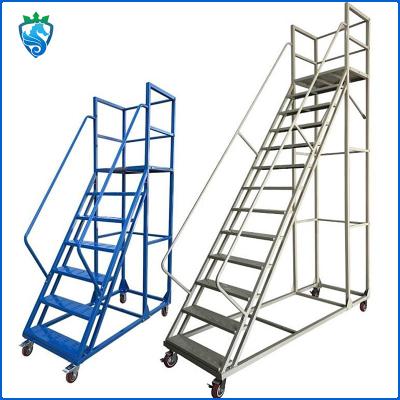 China 7 Foot 8 Feet Mobile Safety Step Ladder Lightweight Climbing Work Ladder With Pulleys for sale