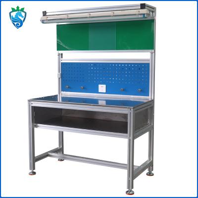 China Anti Static Workbench Aluminum Profile Workshop Console Production Line Inspection Bench With Light for sale