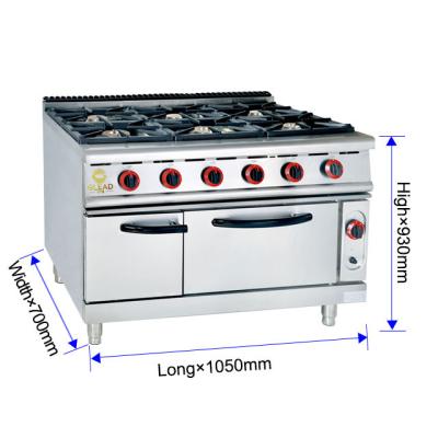 China Efficiency Commercial Kitchen Gas Range Cooker 6 Burner Heavy Duty Restaurant Equipment NG/LPG en venta