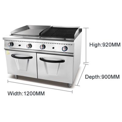 China GL-RG RH Gas Restaurant Cooking Equipment for Large-Scale Food Preparation Gas Griddle +Lava rock Grill With Cabinet à venda