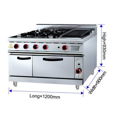 China GH-999A Gas Range With Ava Rock Grill 27Kw Heavy Duty Restaurant Cooking Oven. for sale